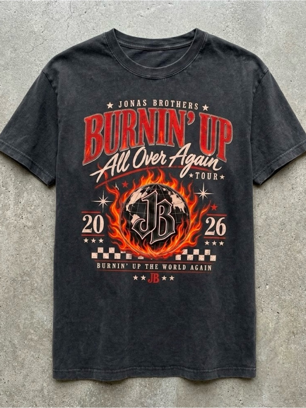 Jonas Brothers 2026 Tour Burnin Up Y2K Pop Rock Concert T-Shirt